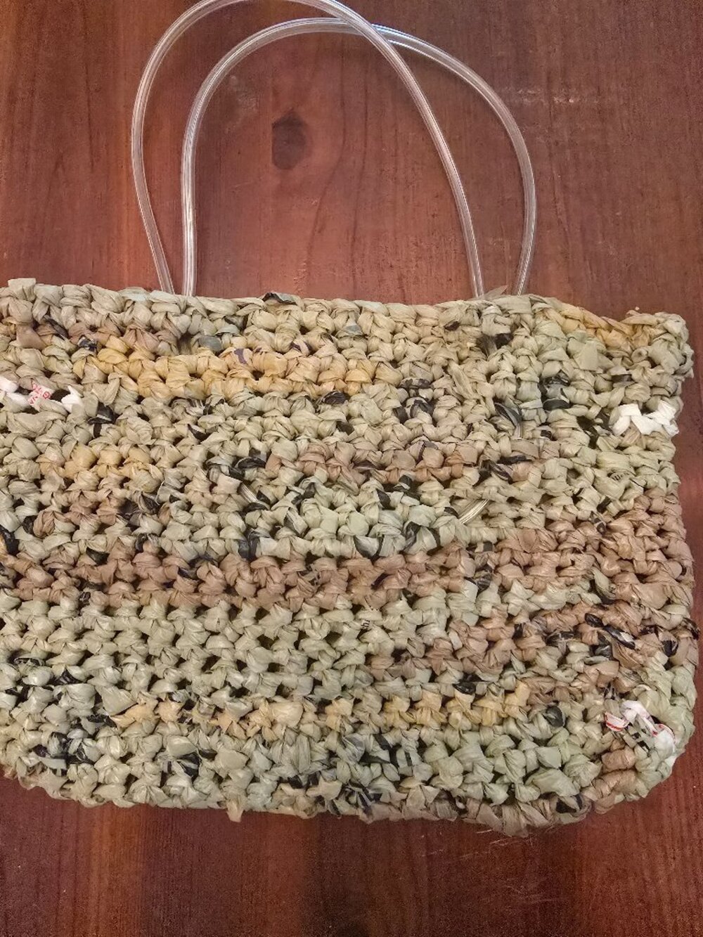 Purse Handmade Recycled Plastic Bags Boho Hippie Plastic Tubing Handles 8.5